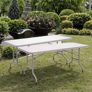 Wholesale Heavy Duty <strong>Foldable</strong> 6ft 8ft 10 People Garden Party Rectangular White Plastic <strong>Dining</strong> <strong>Table</strong> and <strong>Chairs</strong> Set - Product Image 6