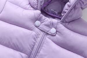 Blouson matelassé léger à capuche pour bébé, avec oreilles d'ours, fermeture éclair et boutons-pression, teint en pièce, pour tout-petits garçons et filles, 6M-4T - Product Image 2