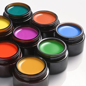 ขวดแก้วสีเหลืองอำพันทรงกลมพร้อมฝาปิดด้านในสีดำ,สำหรับแต่งหน้าลิปสครับอายแชโดว์สีเมือก - Product Image 5