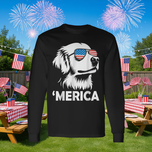 T-shirt à manches longues Golden Retriever 4th Of July Merica - Product Image 3