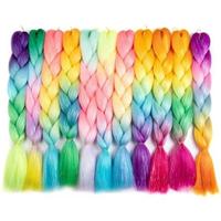 Extensions de cheveux synthétiques tressés ombrés géants à paillettes pour femmes, pour fêtes et festivals, 24 pouces, 105g