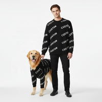 Fabrication sur mesure de vêtements de luxe pour animaux de compagnie et de pull-over en jacquard assorti pour les humains vêtements de pull-over à la mode en coton pour chien chat tricots