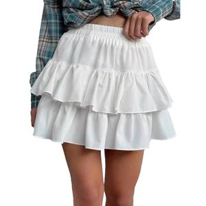 Jupe plissée double couche taille haute sur mesure OEM de haute qualité, respirante et tendance, pour le quotidien, coupe mi-longue, naturelle - Product Image 1