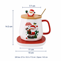 Maßgefertigtes Weihnachts-Keramikbecher-Geschenkset mit Wärmeuntersetzer, Facettierter Kaffeebecher, Bambusdeckel, Löffel, Logo-Druck, Großhandel