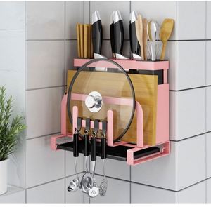Cutting Board Organizer Holder Knife Block Holder Pot Lid <b>Rack</b> Drying <b>Rack</b> with Draining Tray Cookware <b>Storage</b> Stand Black - Product Image 2