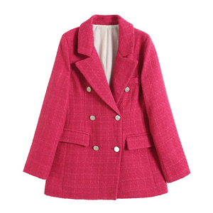 Nueva Moda: Abrigo de Mujer de Manga Larga, Texturizado, con Doble Botonadura y Largo Medio - Product Image 5