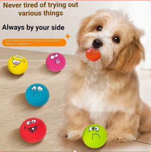 Palla Sonora per Cani in Gomma Ecologica con Faccina Divertente, Giocattolo Interattivo Resistente per Cuccioli - Product Image 1