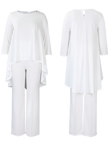 Conjunto <span class=keywords><strong>de</strong></span> traje <span class=keywords><strong>de</strong></span> pantalones <span class=keywords><strong>de</strong></span> pierna ancha <span class=keywords><strong>de</strong></span> manga larga liso elegante <span class=keywords><strong>para</strong></span> <span class=keywords><strong>mujer</strong></span>, botón informal, moda europea americana <span class=keywords><strong>para</strong></span> otoño <span class=keywords><strong>de</strong></span> talla grande - Product Image 6