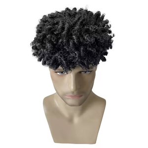 Sistema de cabello rizado de 15mm para hombres Tupé 40% <span class=keywords><strong>Gris</strong></span> 9x7 10x8 Encaje con Pu Indian Hairpiece 1b40 Peluca de cabello <span class=keywords><strong>corto</strong></span> para Anciano - Product Image 5