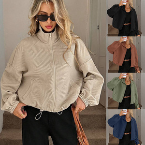 Blouson de baseball pour femme style européen et américain, col montant, fermeture éclair, coupe oversize, automne-hiver 2026 - Product Image 2