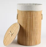 Panier à linge pliable en bambou Panier de rangement pour vêtements Panier de rangement en polyester avec poignée