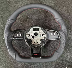 Volante Deportivo de Cuero Línea <span class=keywords><strong>R</strong></span> para VW <span class=keywords><strong>Golf</strong></span> 5-8 GTI/GTD Amarok T6-T7 Polo - Product Image 1