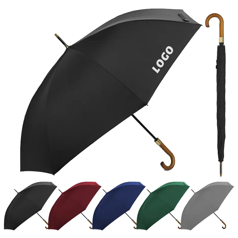 ギフトストロングブラックレイン防風スティックブランドカスタムストレート傘ロゴ印刷傘雨用
