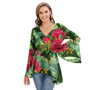 Ropa Mujer Estilo Samoa Americana Polinesia Tribal Patrón Camisas casuales Tops clásicos sueltos Blusas de gasa <span class=keywords><strong>floral</strong></span> - Product Image 1