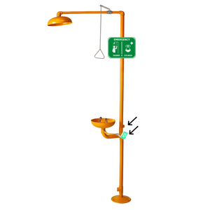 Estación de <span class=keywords><strong>Lavaojos</strong></span> y Lavaespaldas Industrial de Emergencia, Resistente a la Corrosión, Color Amarillo - Product Image 6