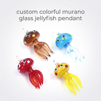 Collier pendentif méduse colorée en verre soufflé inspiré de Murano, fait main, pour la création de bijoux, cadeau mignon pour femme