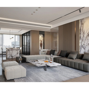 Ensemble de meubles de chambre principale de villa penthouse de luxe, mobilier de chambre complète moderne pour hôtel 5 étoiles, suite avec lit king size surdimensionné - Product Image 5