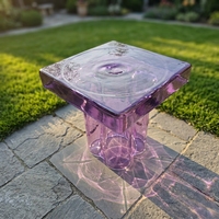 Table basse moderne nordique en acrylique avec plateau en verre créatif, facile à assembler, table d'appoint pour salon