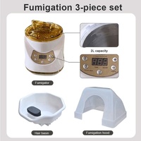Lit de shampooing de spa capillaire en bois avec circulation d'eau électrique, pour salon de beauté moderne, avec réservoir et chaise