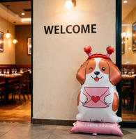 Ballon décoratif extérieur Saint-Valentin personnalisé en aluminium, animaux de dessin animé sur le thème de l'amour avec impression de cœur, ballon décoratif sur pied