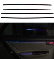 Kit d'éclairage d'ambiance LED dynamique universel pour intérieur de voiture, bande lumineuse pour tableau de bord, 64 couleurs, longueurs 70cm et 80cm, pour garnitures de portières