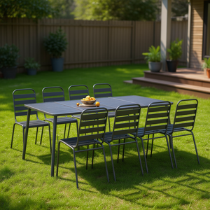 Mesa de Jardín de Acero con Recubrimiento Antracita, Muebles de Exterior de Diseño Minimalista - Product Image 2