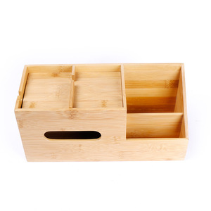 Factory direct wholesale of bamboo remote control <b>storage</b> <b>boxes</b>, living room tissue <b>boxes</b>, multi-compartment <b>drawer</b> <b>storage</b> - Product Image 3