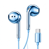 Écouteurs filaires Type C chromés, écouteurs intra-auriculaires en métal argenté, écouteurs filaires en métal argenté