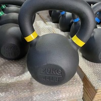 Kettlebell en fonte enduite de peinture avec anneaux de couleur, 31 cm, 4-32 kg, pour entraînement de force et musculation, certifié ISO9001/CE, avec logo personnalisé