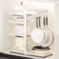 OWNSWING Support de cuisine sous l'évier Organisateur réglable pour poêle à frire multicouche Support de rangement pour la cuisson du riz