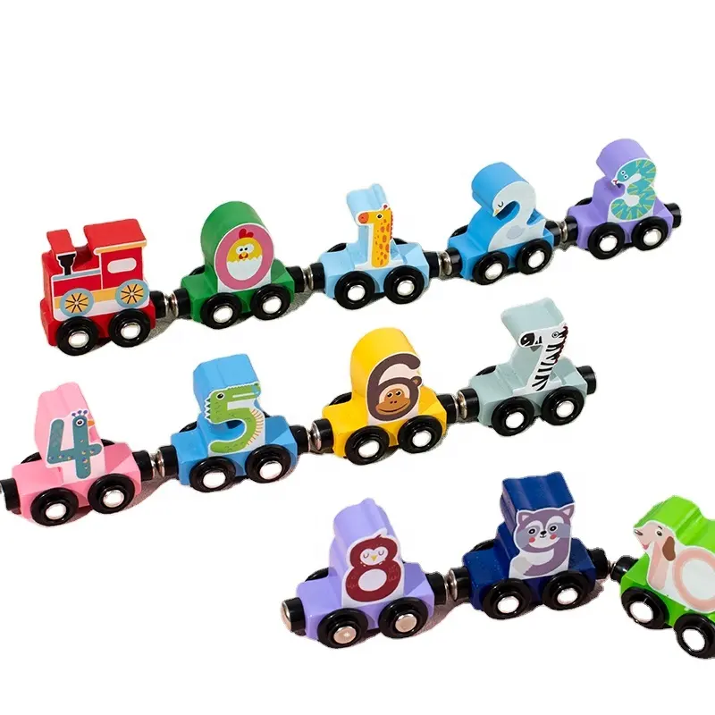 مجموعة قطارات ألعاب خشبية عالية الجودة لعبة قطارات بناء ديجيتال لعبة أطفال خشبية ألعاب توماس القطار الحسية للأطفال
