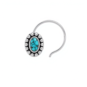 Bijou artisanal exclusif Indian Mores : Clou de nez ovale en argent sterling 925 avec turquoise, pour femmes et jeunes filles - Product Image 1