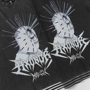 Camiseta de Verano Personalizada, Estilo Hip-Hop Urbano, Corte Regular, Estampado Punk Oscuro, 100% Algodón Transpirable, Manga Corta para Hombre - Product Image 6