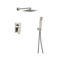 Nouveau design moderne, système de douche en laiton chromé, montage mural, encastré, 3 voies, haute pression, ensemble de douche à main