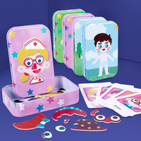 Casse-tête éducatif magnétique en bois jeu d'expression 4 styles de jeu d'apprentissage pour les enfants