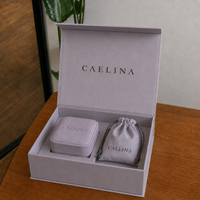 Caja de Regalo de Joyería Rectangular de Lujo Hecha a Mano con Materiales Reciclados, Cierre Magnético, Logotipo Personalizado, Estuche de Terciopelo Gris Claro