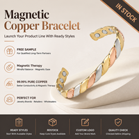 Joyería Magnética de Cobre Puro, Joyería de Terapia Magnética, Brazalete de Cadena de Triple Hilera Vintage para Venta al por Mayor y Suministro de Marca Personalizada