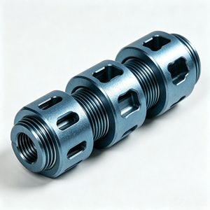 Acoplamiento hueco de aluminio anodizado segmentado de 3 etapas, fresado CNC y electroerosión por hilo, accesorio de tubería roscado para equipos de fluidos - Product Image 1