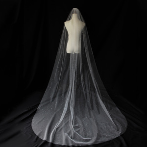 Bonne qualité Xinmeiji V502 monocouche étoilé brillant goutte d'eau haute transparence <span class=keywords><strong>voile</strong></span> de mariée longue queue église voyage photographie Outdoo - Product Image 2