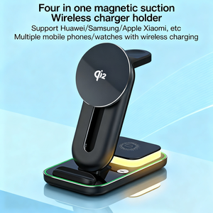 Cargador Inalámbrico Magnético Avanzado 4 en 1 con Certificación Qi2 y Soporte Ajustable con Luz Nocturna para <span class=keywords><strong>Samsung</strong></span> y Android - Product Image 2