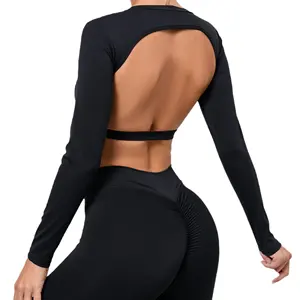 Fitness & Yoga Wear Women's T-Shirts With Chest Pad Long Sleeve Gym Top Women Crop Top