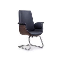 Chaise de bureau ergonomique classique moderne à dossier bas réglable en cuir PU pour salles de réunion et d'accueil