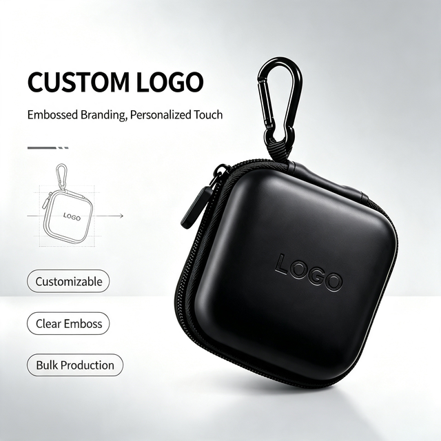 Custom Logo Waterproof Shockproof EVA Bluetooth Earphone Case Hard Shell Wireless Earbuds Storage Bag with Zipper Closure