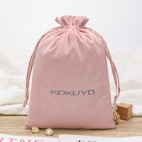 Pochette recyclable pour perruque en velours rose tendre avec logo personnalisé Sac de luxe Sac à poussière en velours avec ruban pour les articles Poussière