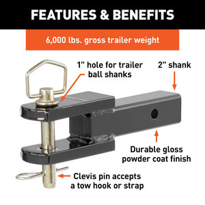 Ambull Factory ODM OEM Deux options de remorquage 6000 lb 1 pouce de trou pour <span class=keywords><strong>attelage</strong></span> à <span class=keywords><strong>boule</strong></span> avec goupille à œil, compatible avec un récepteur de 2 pouces - Product Image 3