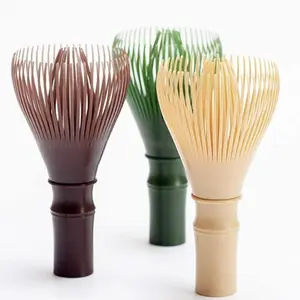 Bambus Silicone Cup Poly Powder Branded Oem Maigre Bambou Long Manche Chine Matcha Fouet Plastique Avec Boîte De Marque