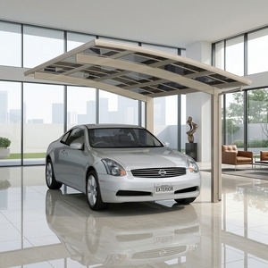 Abri <span class=keywords><strong>de</strong></span> voiture en alliage d'aluminium <span class=keywords><strong>avec</strong></span> panneau <span class=keywords><strong>de</strong></span> toiture en polycarbonate résistant aux UV pour véhicules domestiques - Product Image 2