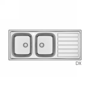 Fregadero de Acero Inoxidable de 120x50 cm con Doble Lavabo y Escurridor Lateral Izquierdo para Cocina - Product Image 1