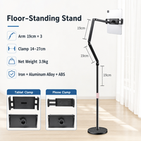 Support de sol rotatif à 360 degrés pour tablette, robuste, base en métal lestée en acier de 20 mm, pour bureau, studio, diffusion en direct, OEM personnalisé
