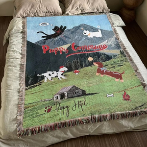 Chất lượng cao Jacquard sofa ném chăn tinh tế trang trí nội thất món quà tấm thảm với phim hoạt hình đơn giản và mô hình động vật - Product Image 2